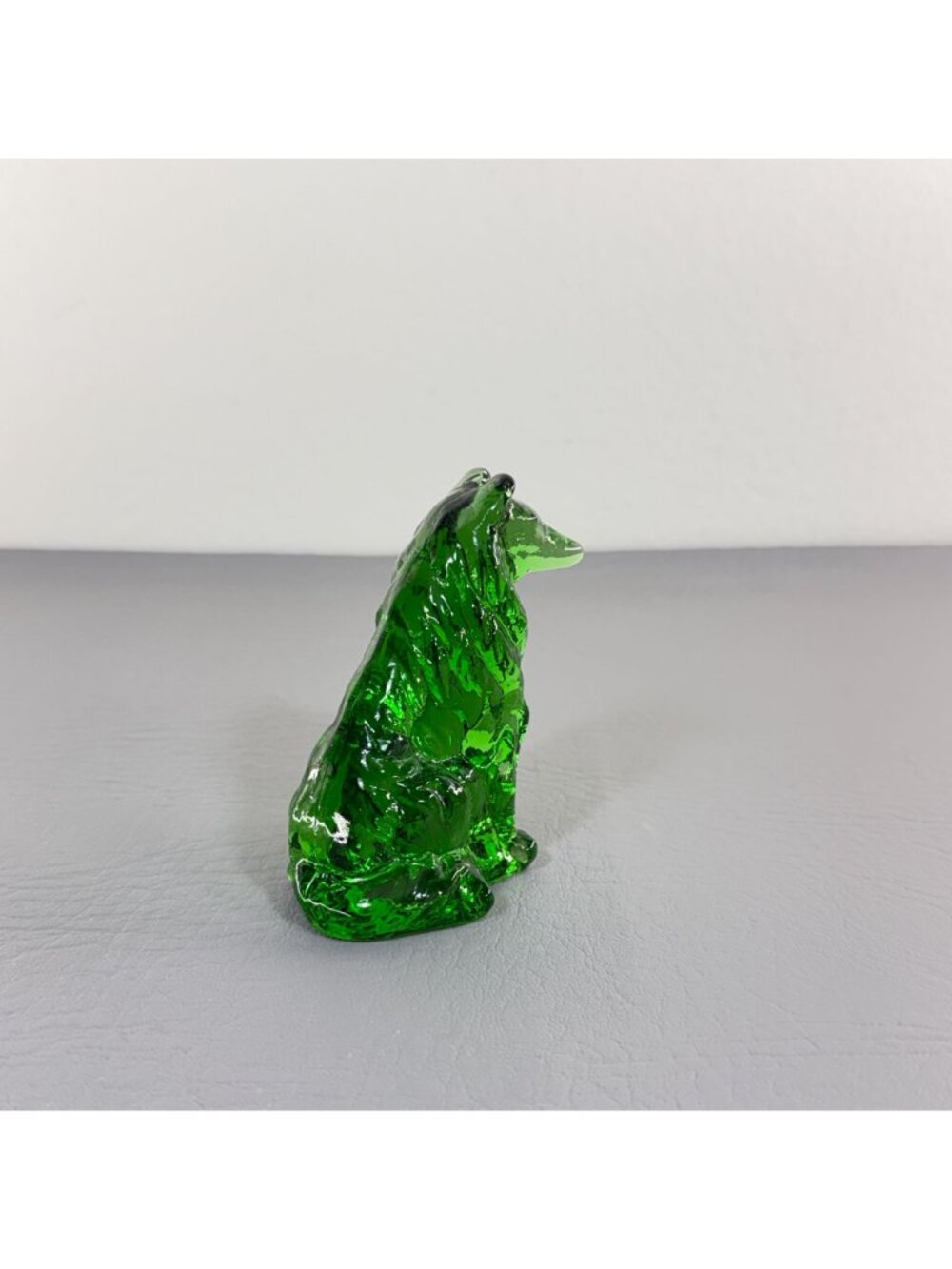 Vintage Mosser Glass Emerald Green Collie Dog Figurine Seated Shepherd 3.75" - Picture 7 of 14